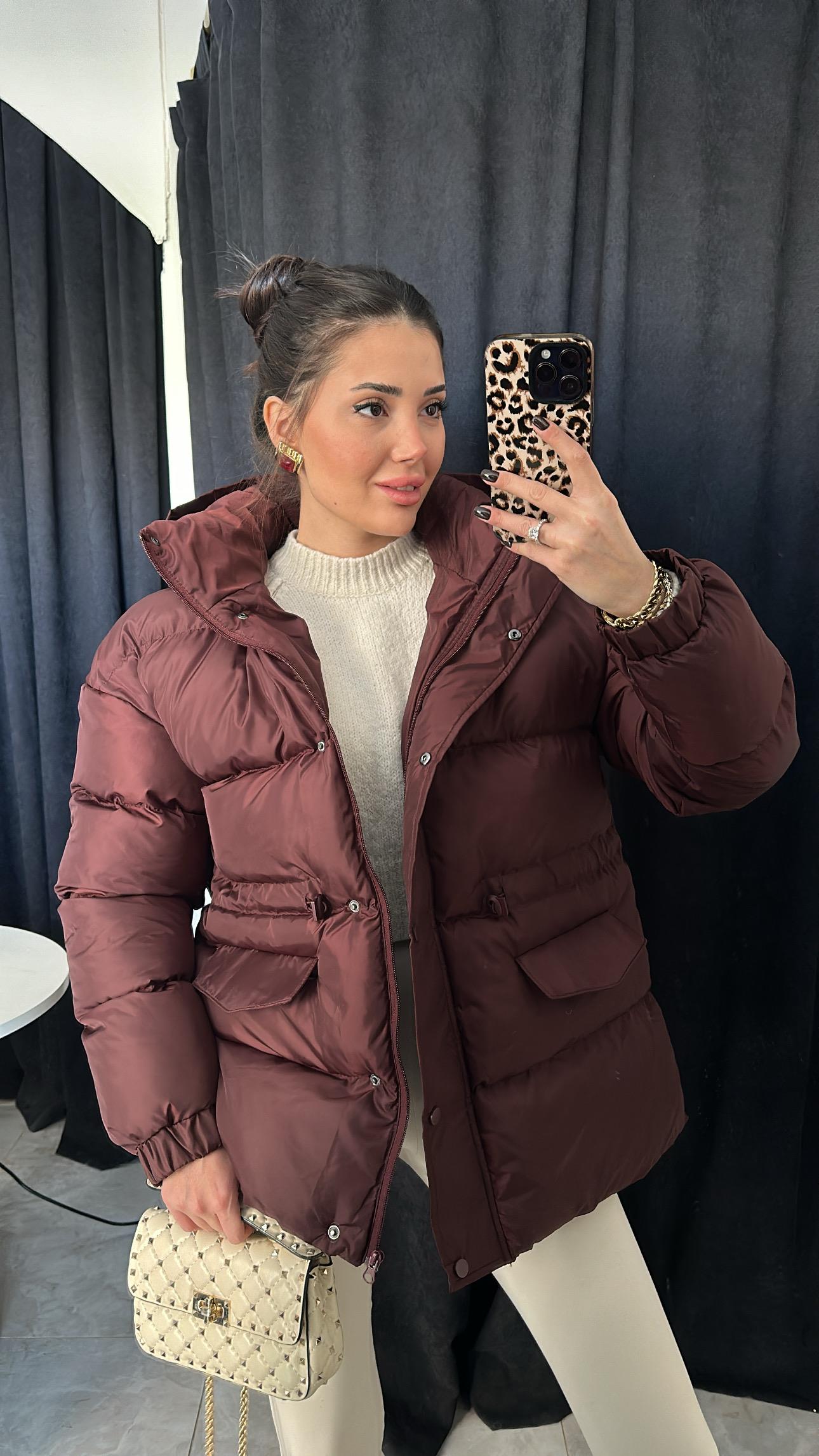 Bordo Ara Boy Şişme Mont