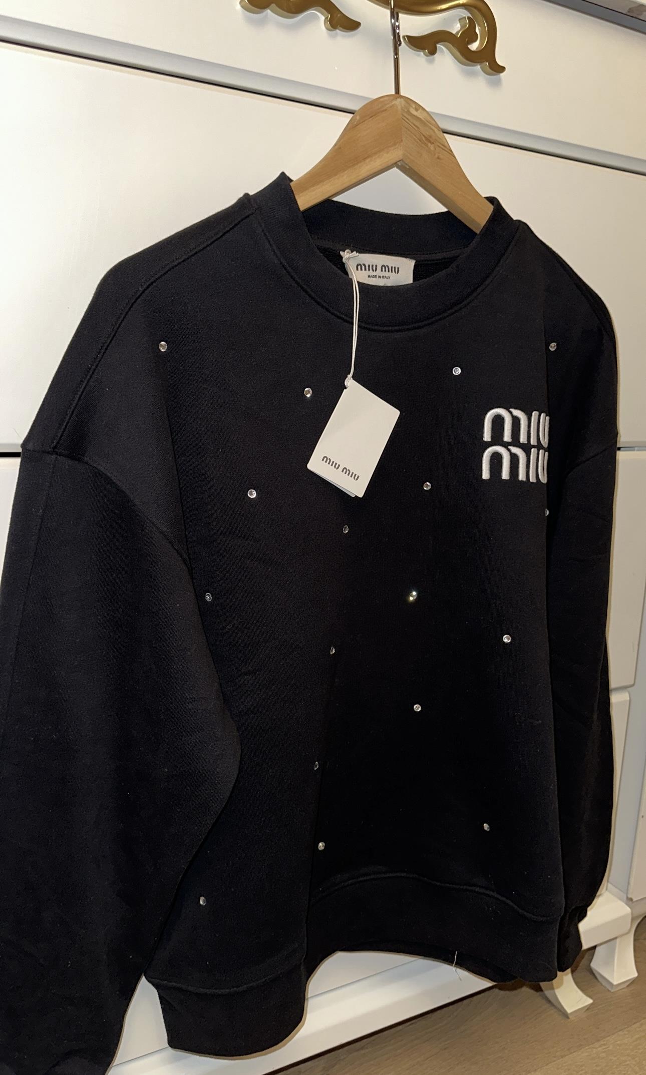 Orj Model Taşlı Sweatshirt Siyah