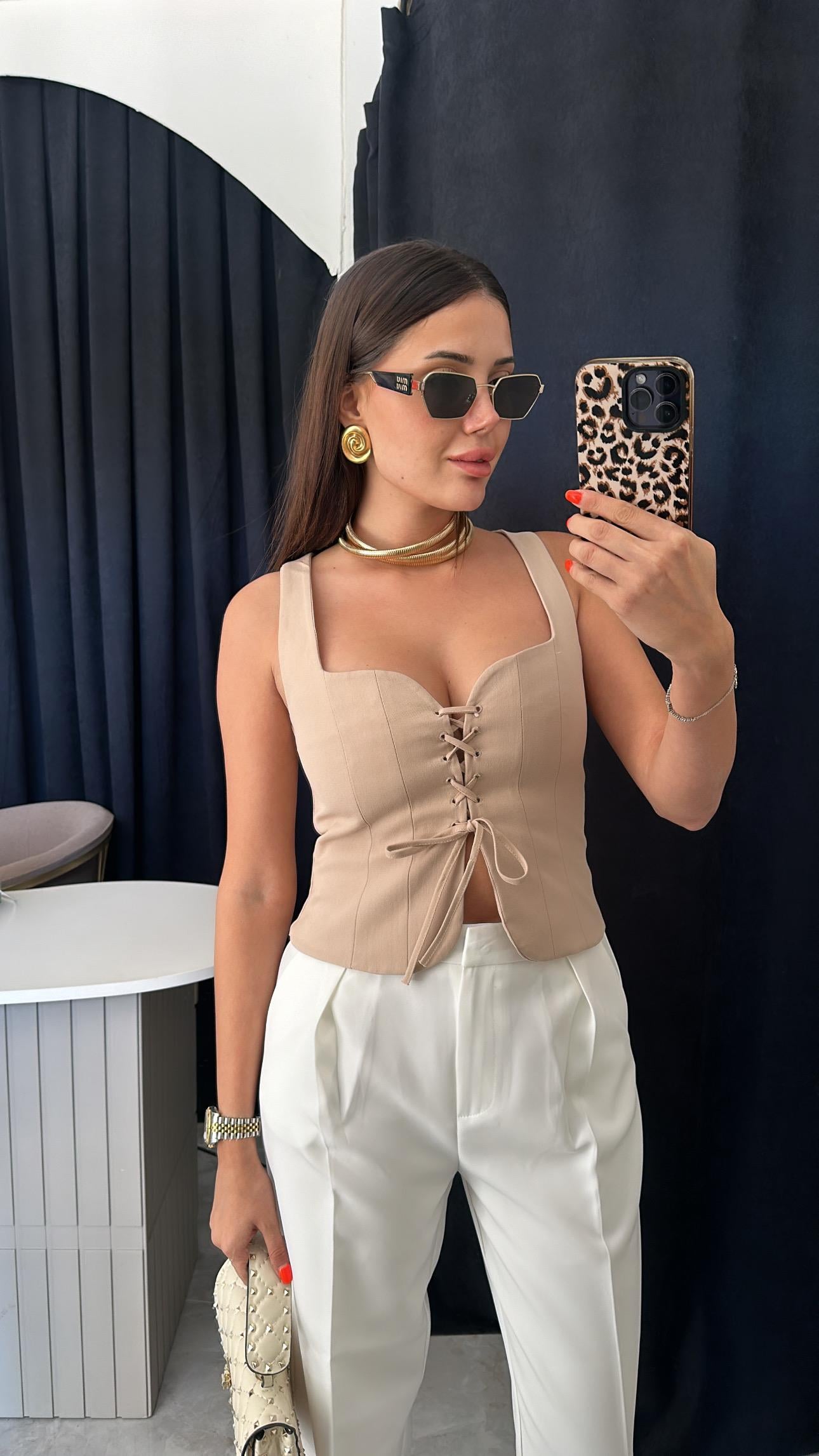 Kusgozu Baglamalı Korse Top