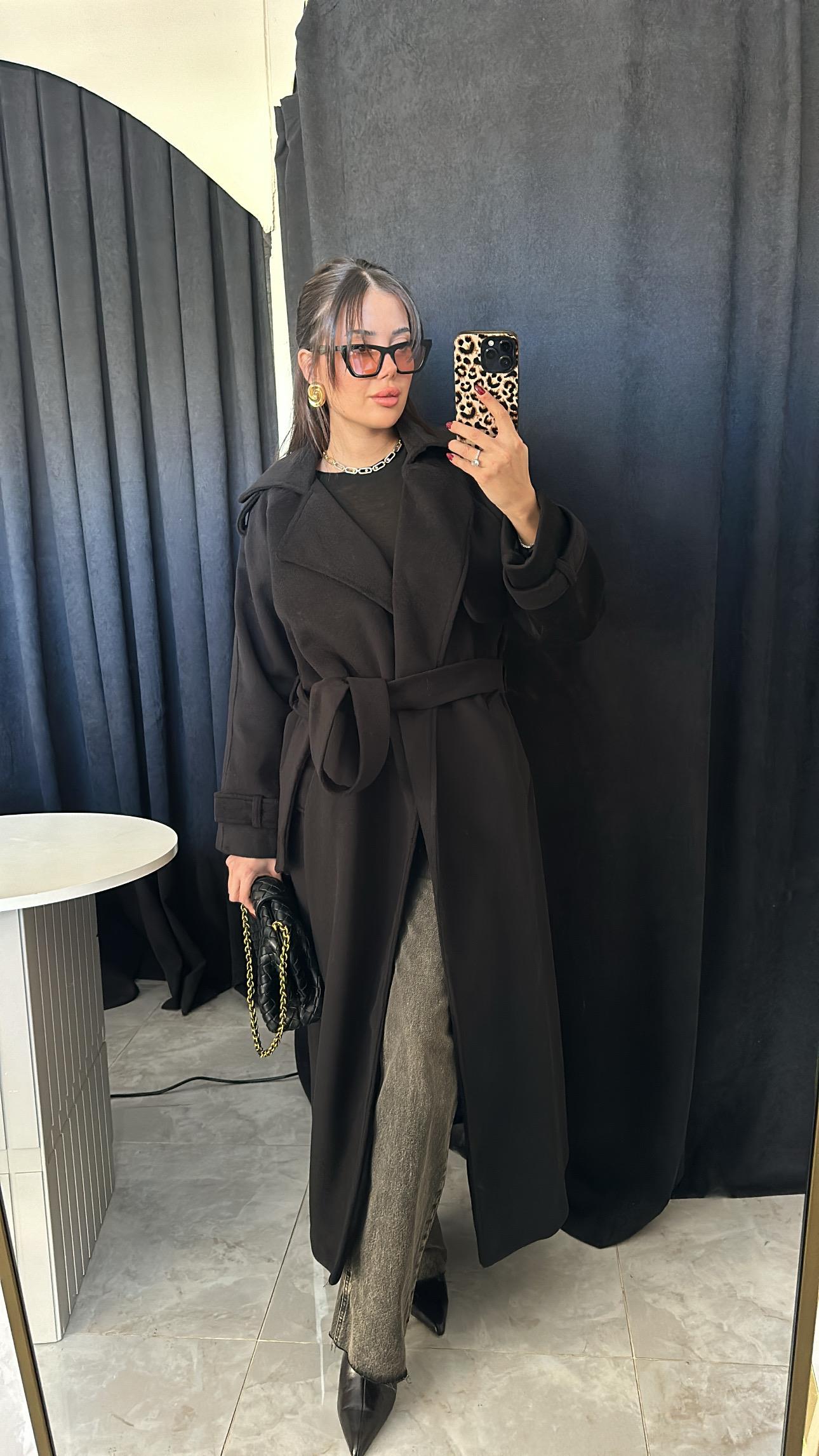 Premium Siyah Kaşe Kaban
