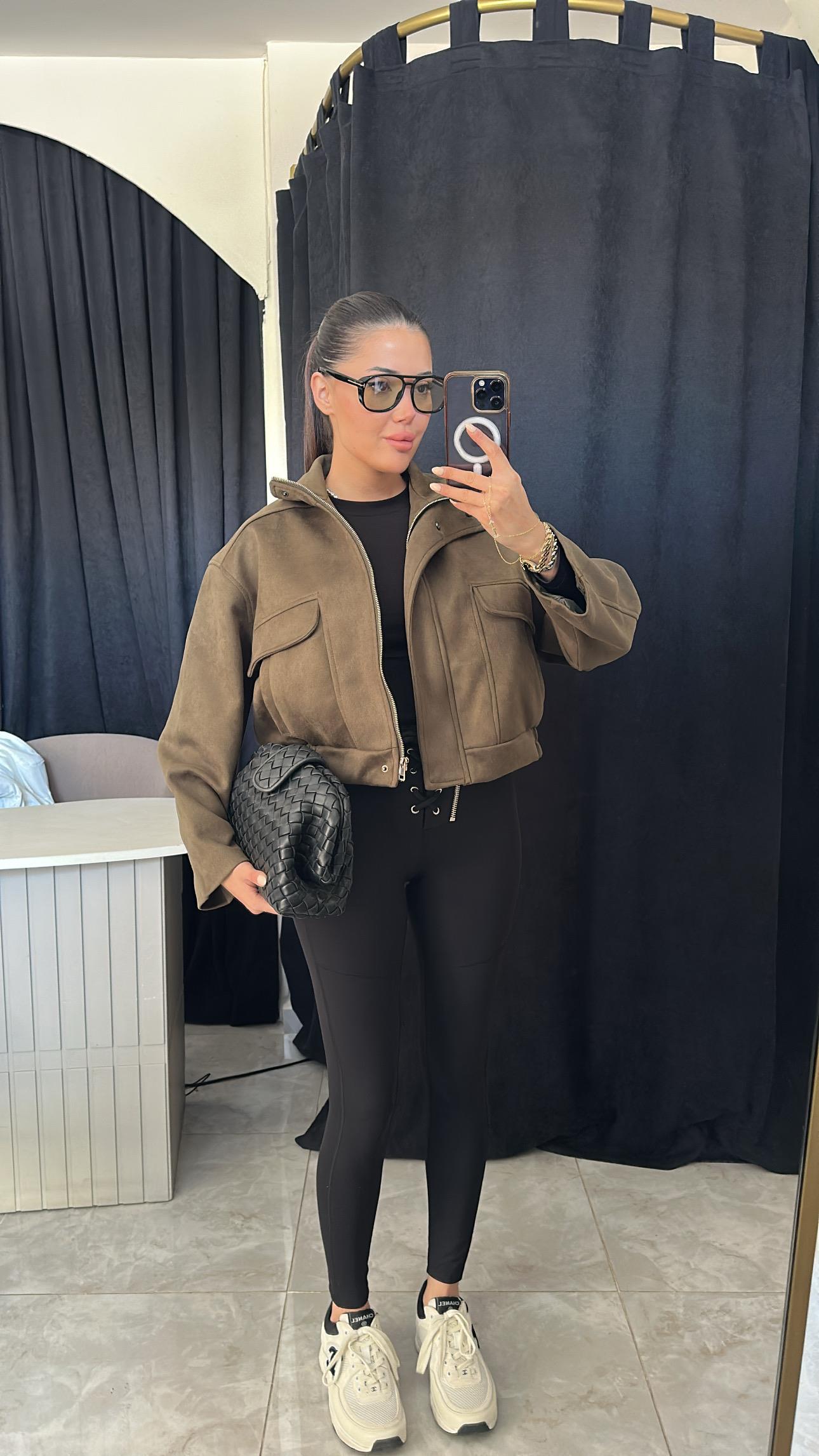 Haki Süet Bomber Ceket