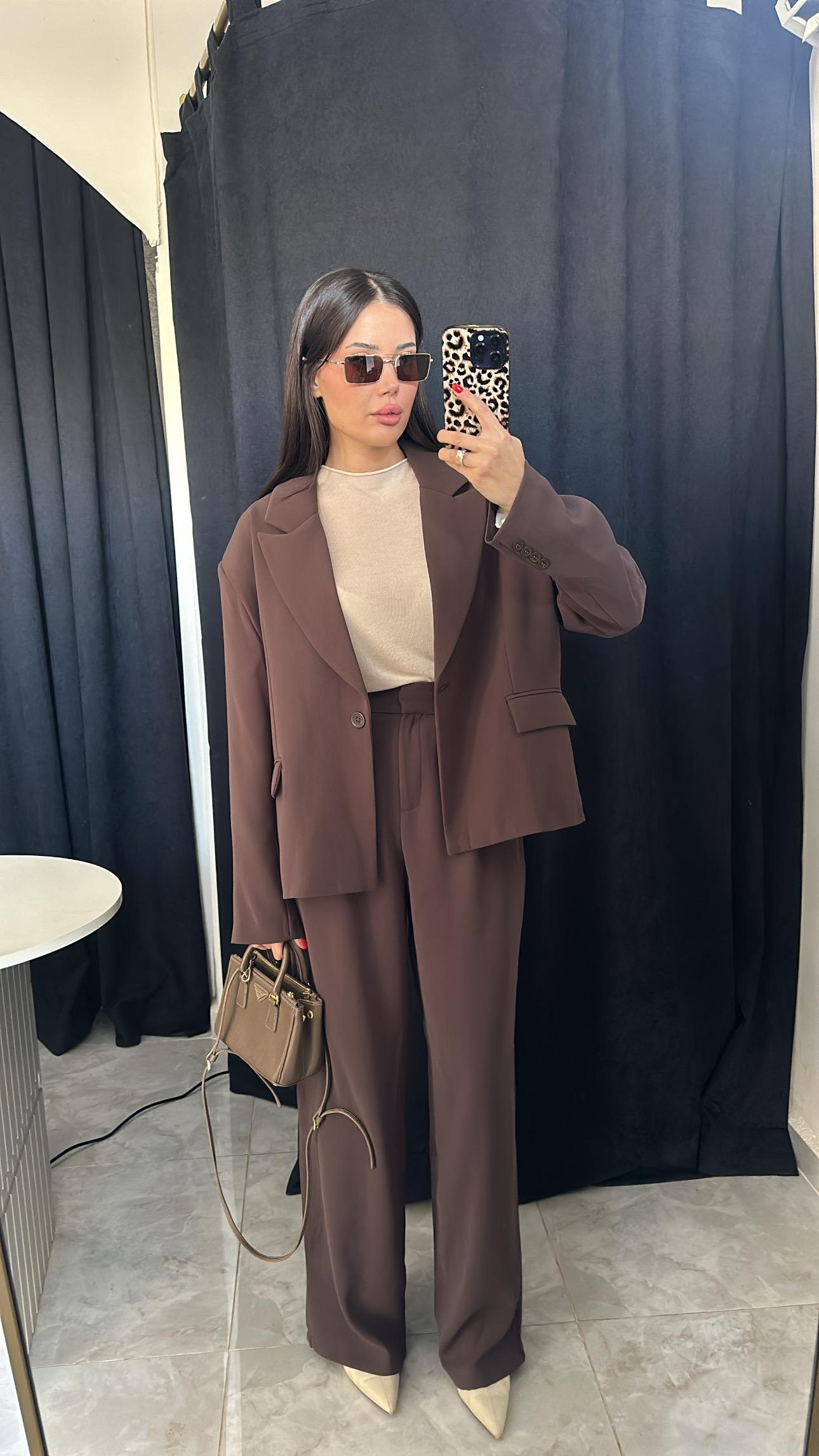 Premium Acı Kahve Vatkalı Blazer Ceket