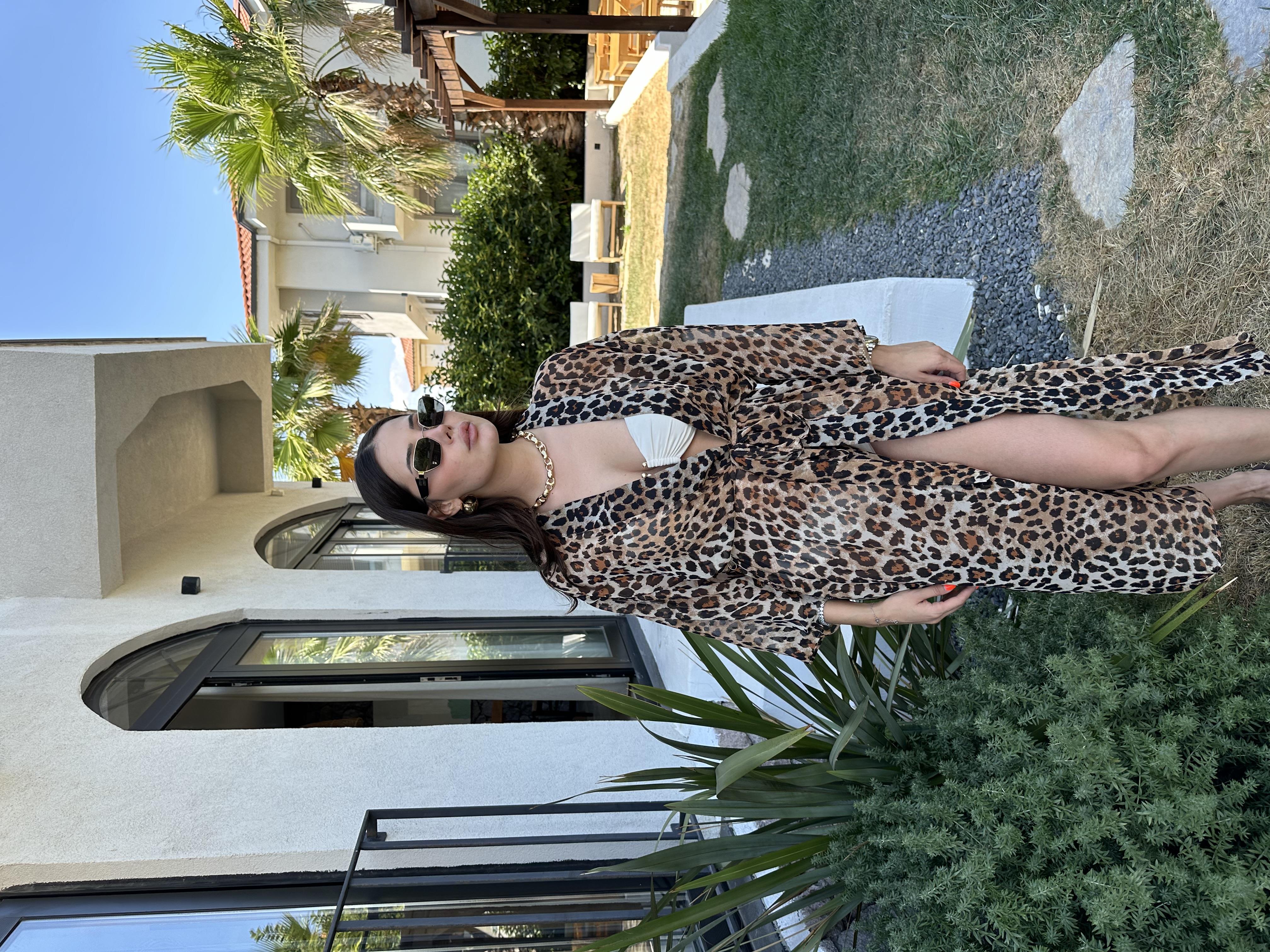 Leopar Tül Kimono 
