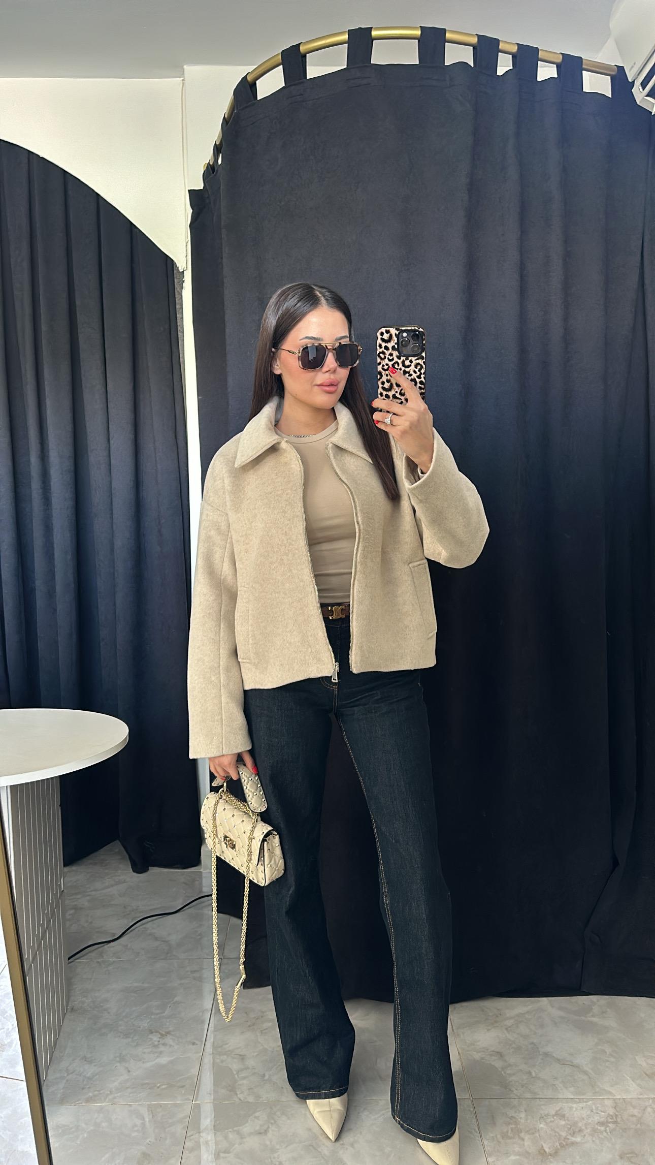 Marka Model Taş Rengi Kaşe Ceket