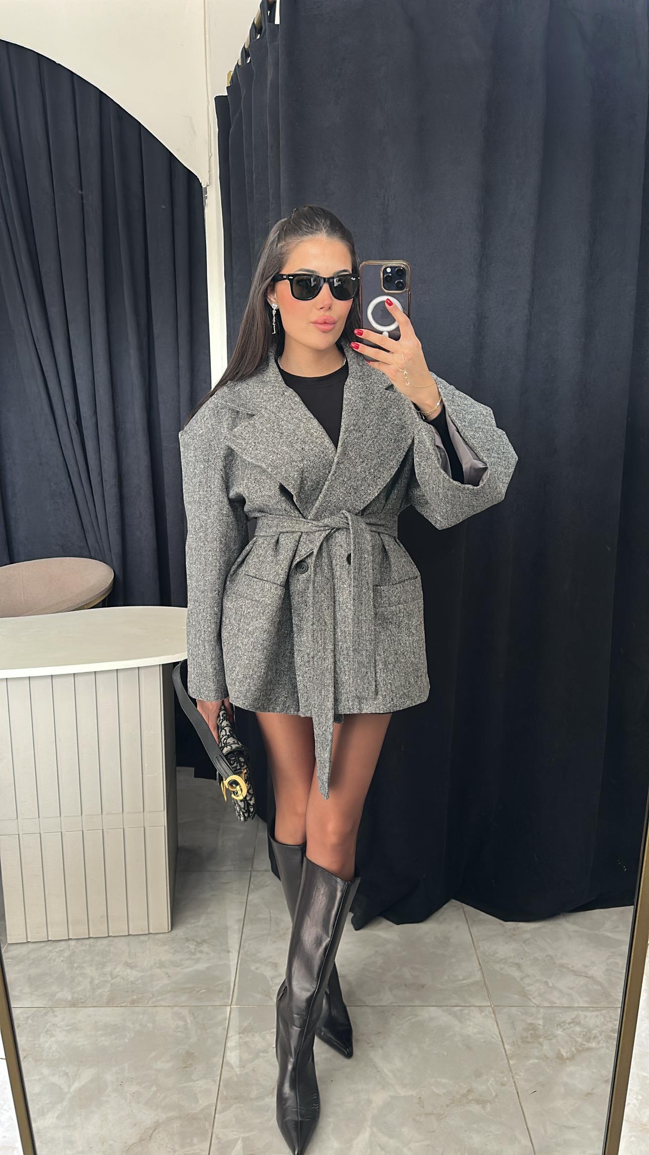 Oversize Kaşe Astarlı Blazer Kaban