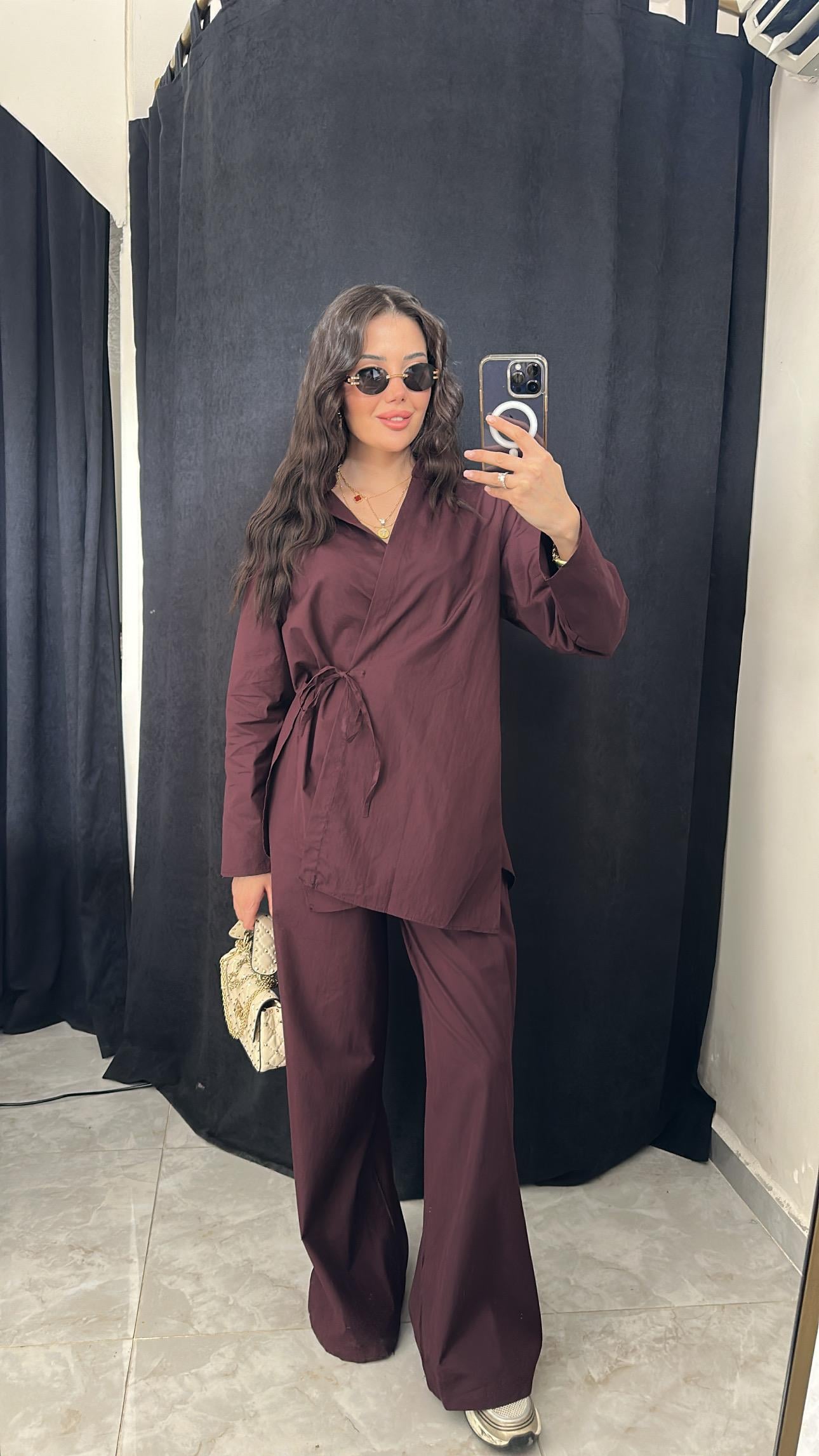 Bordo Poplin Kruvaze Takım