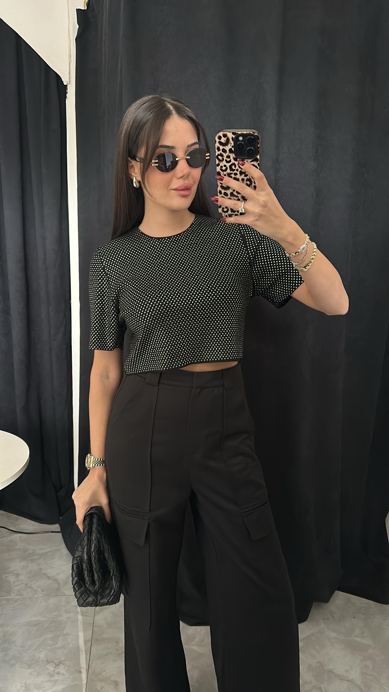 Full Taşlı Triko Bluz