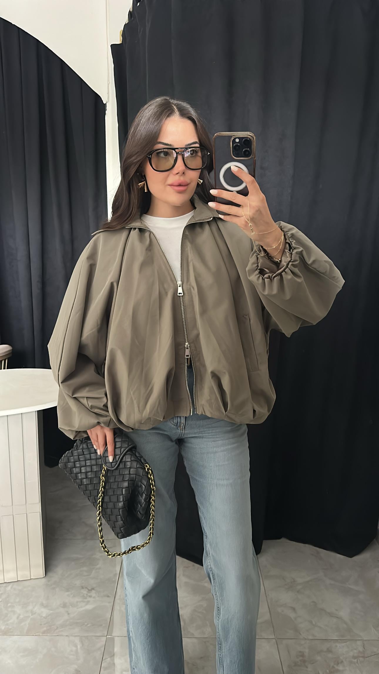 Oversize Bomber Ceket-Haki