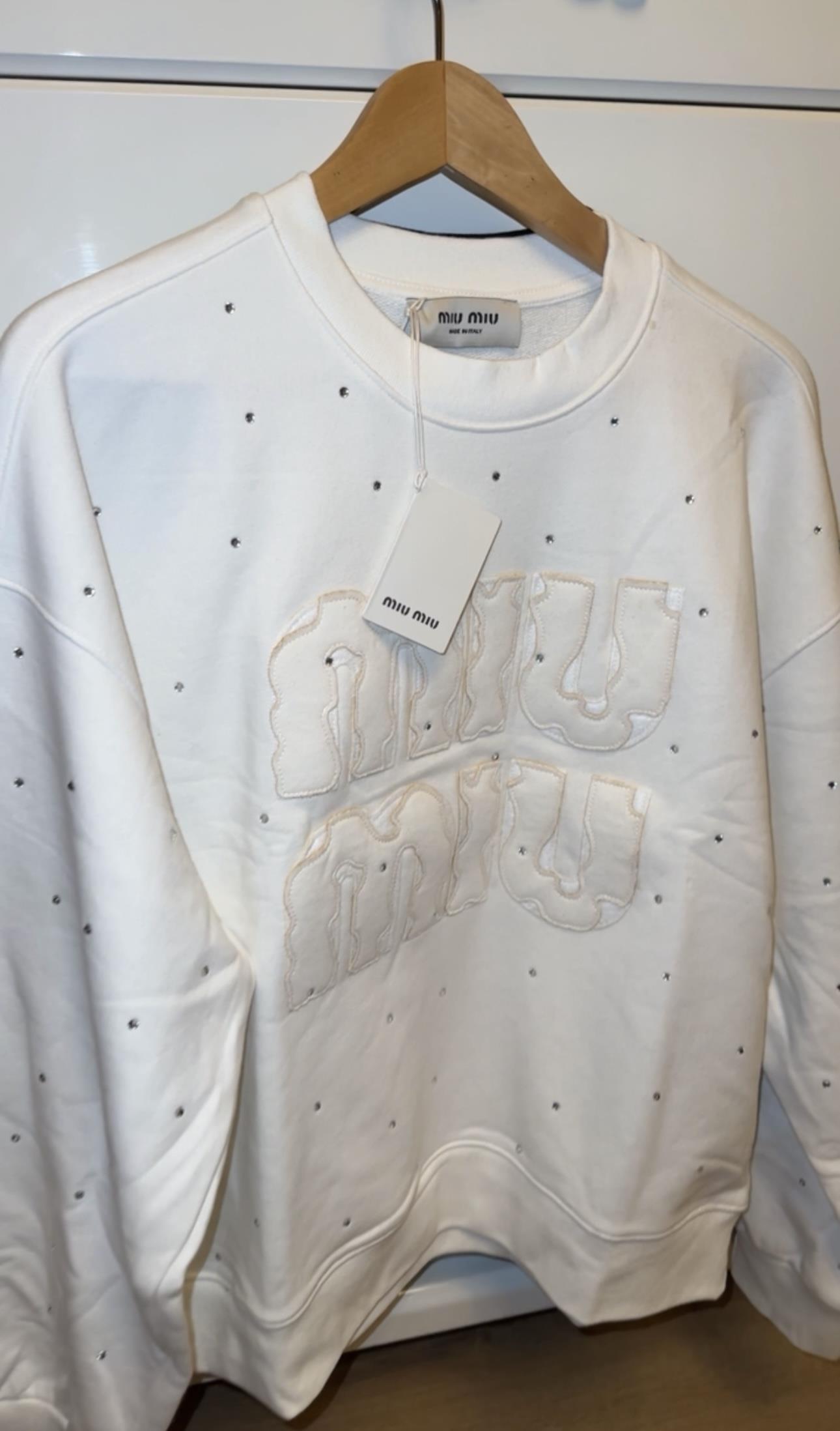 Orj Marka Taşlı Sweatshirt Beyaz