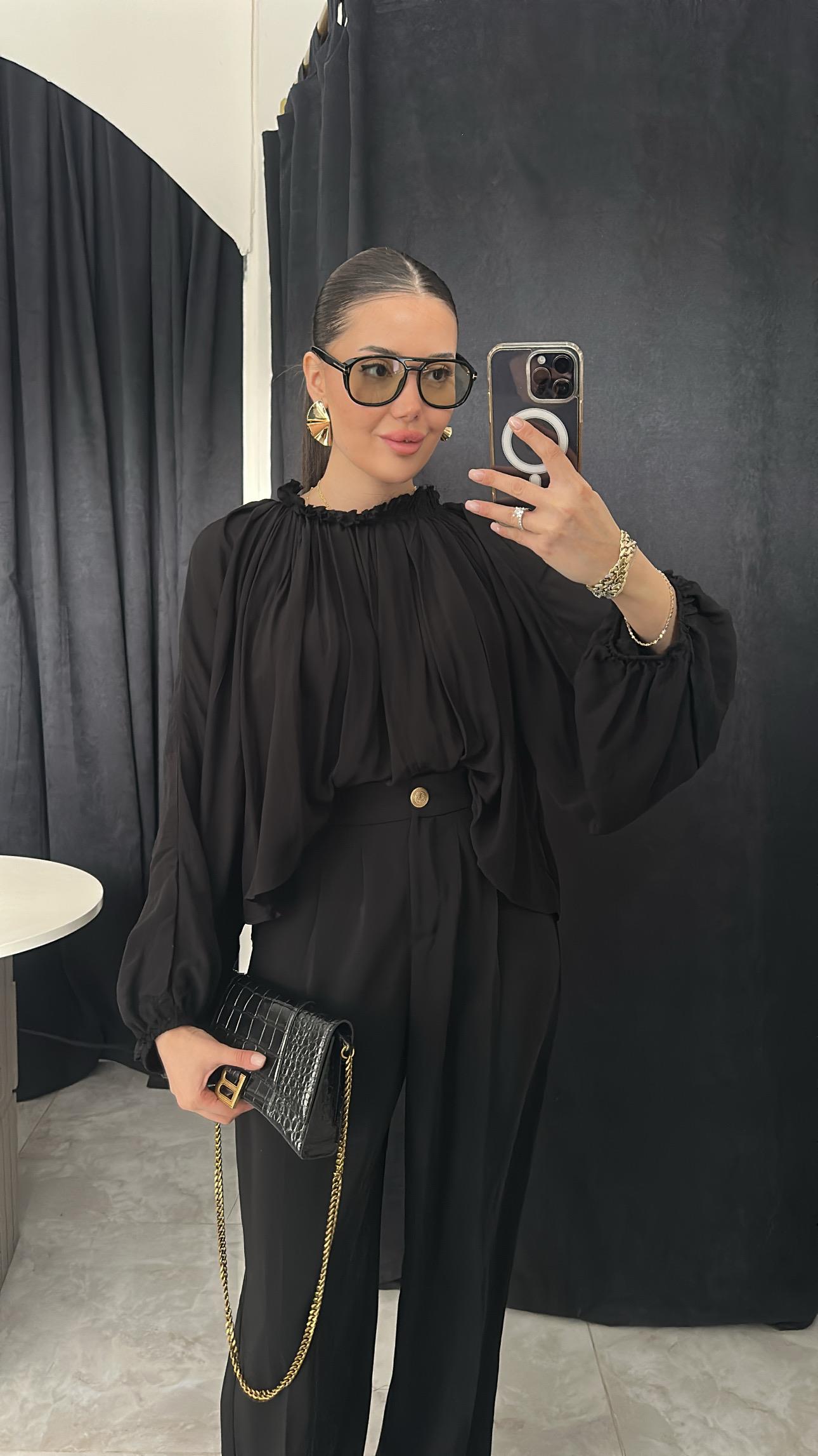 Şifon Siyah Bluz