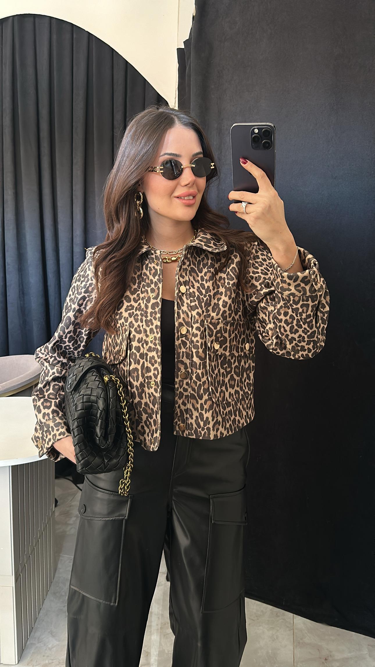 Leopar Gold Düğmeli Ceket