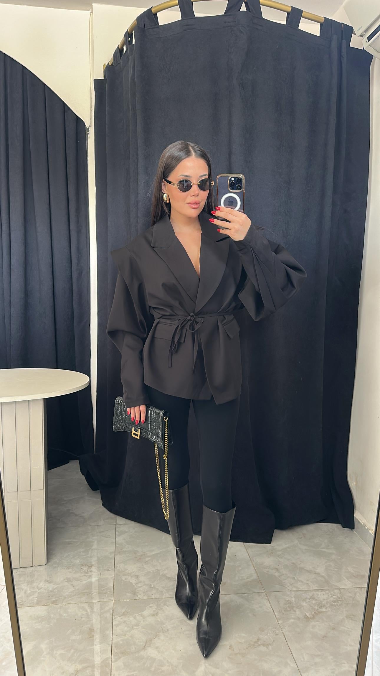 Premium Vatkalı Oversize Blazer- Siyah