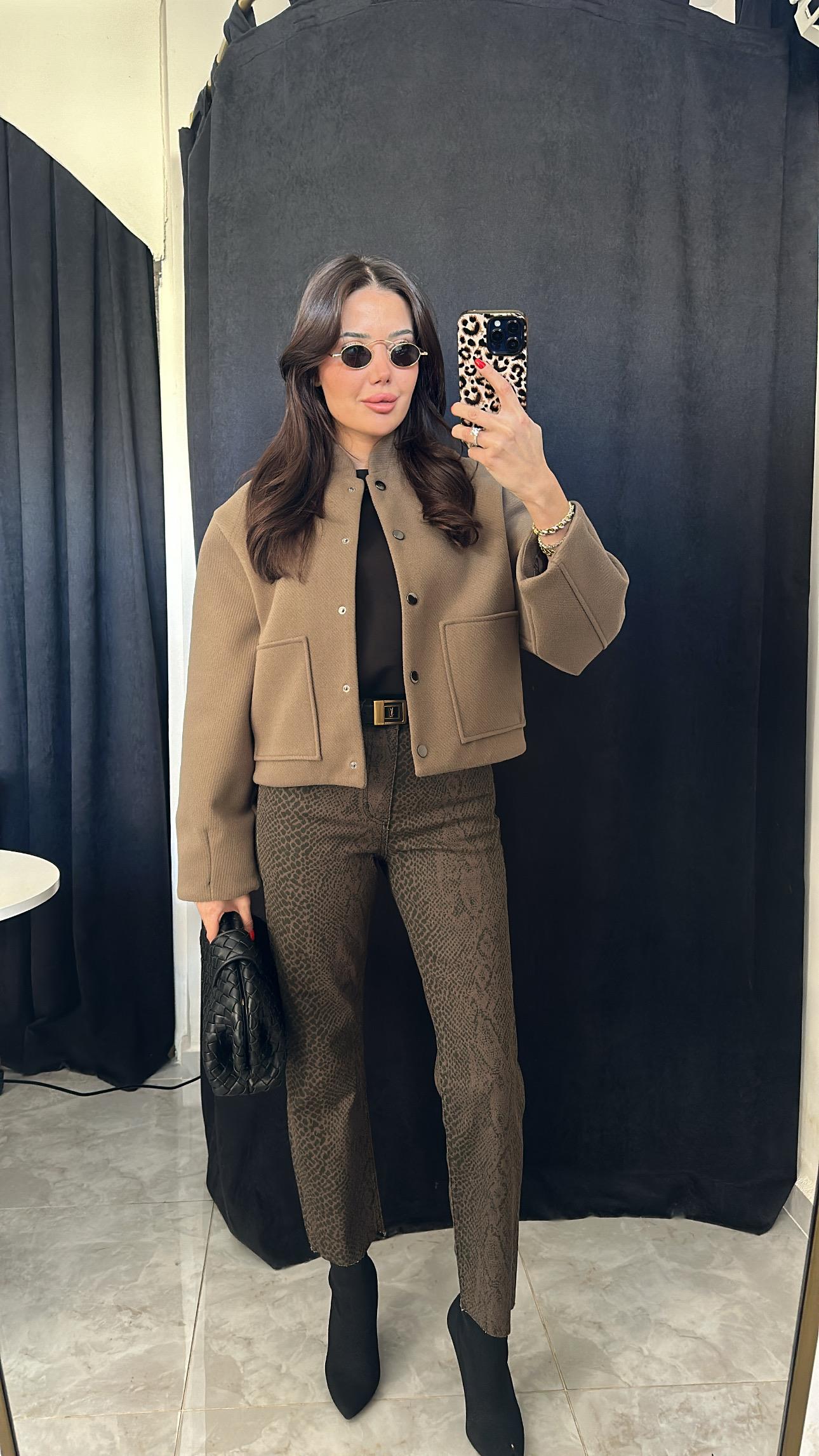 Kaşe Astarlı Haki Bomber Ceket