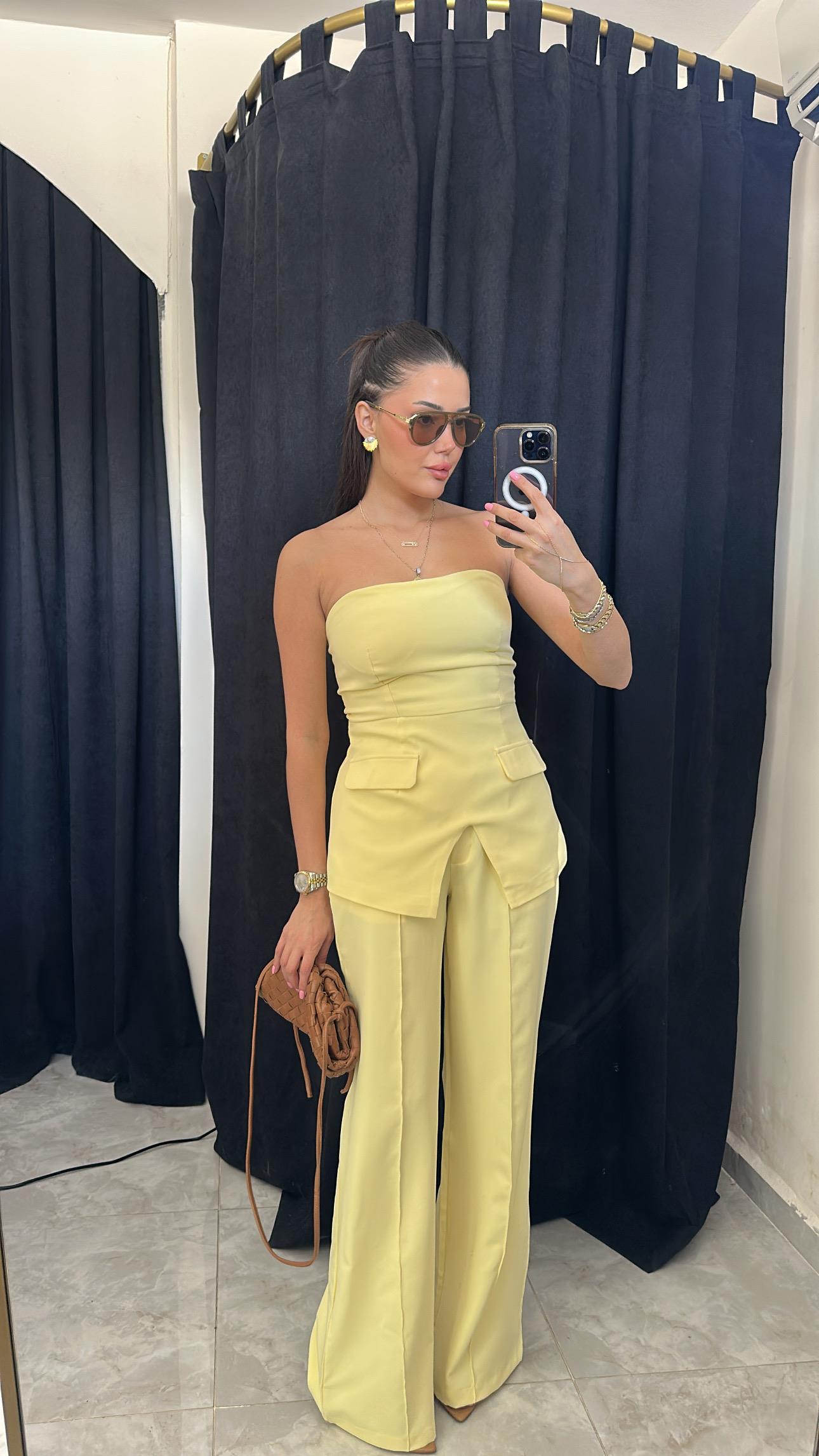 Büstiyer Pantolon Takım - Sarı