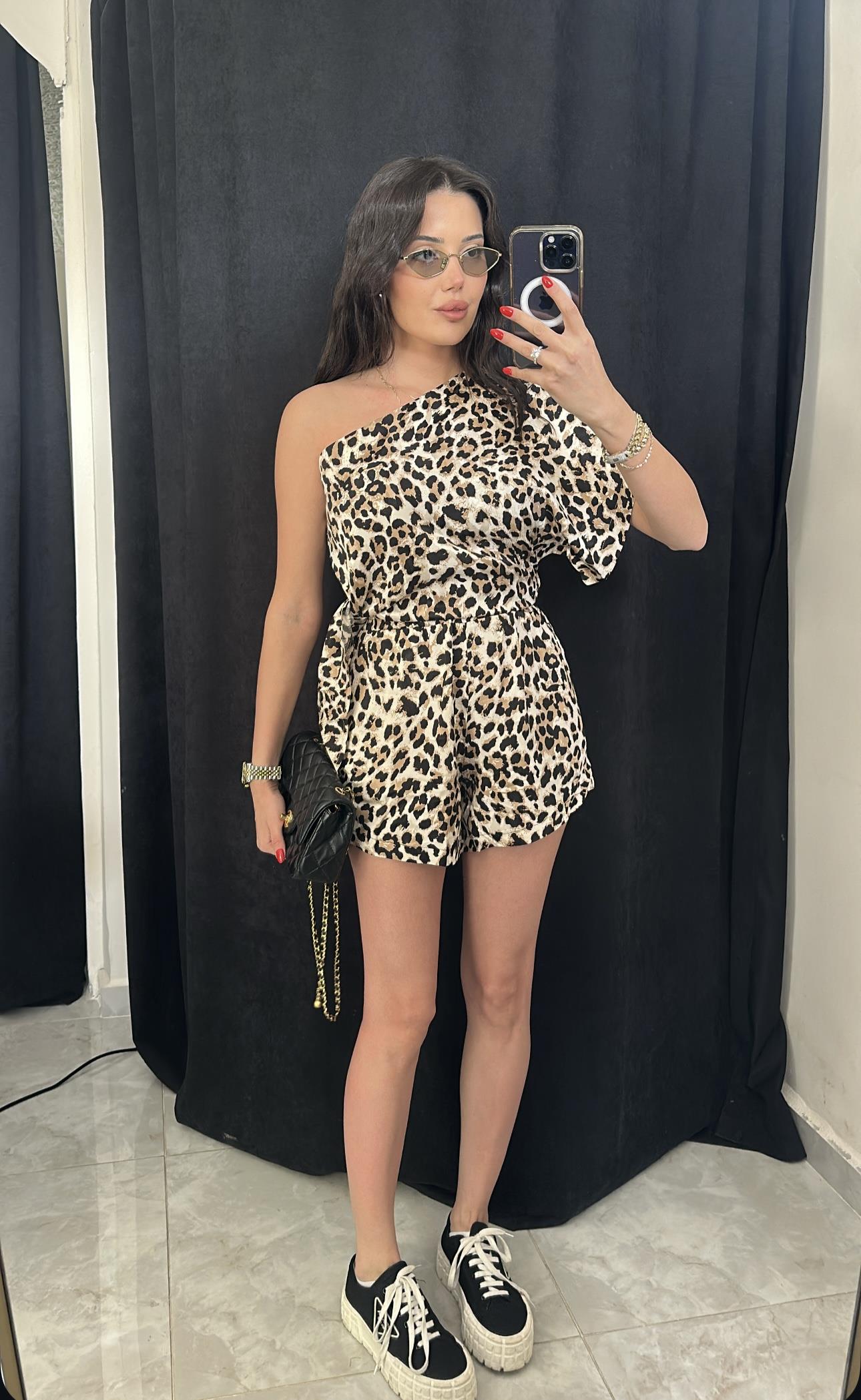 Leopar Şort&Bluz Takım
