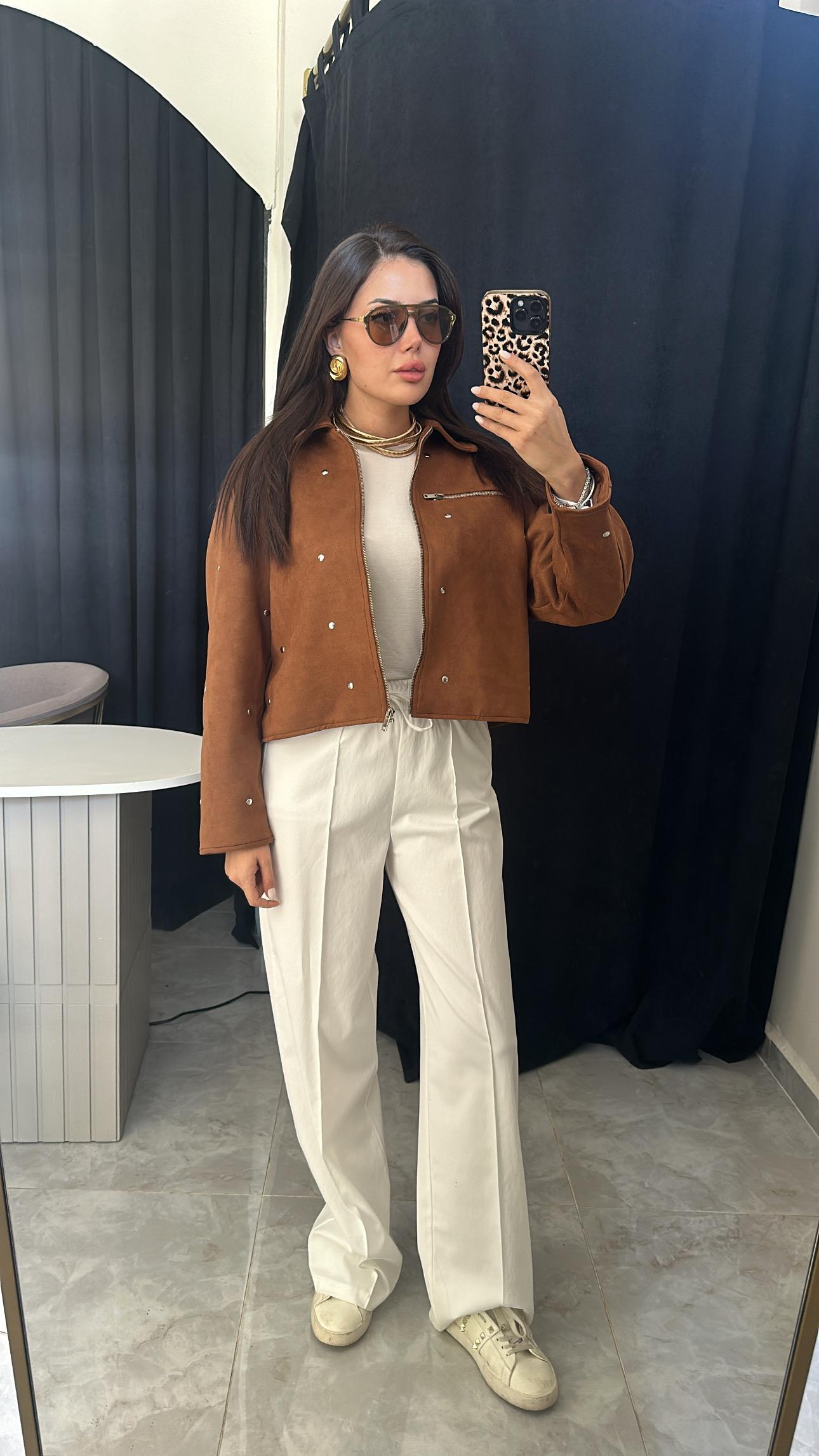 Taba Güderi Trok Detaylı Ceket