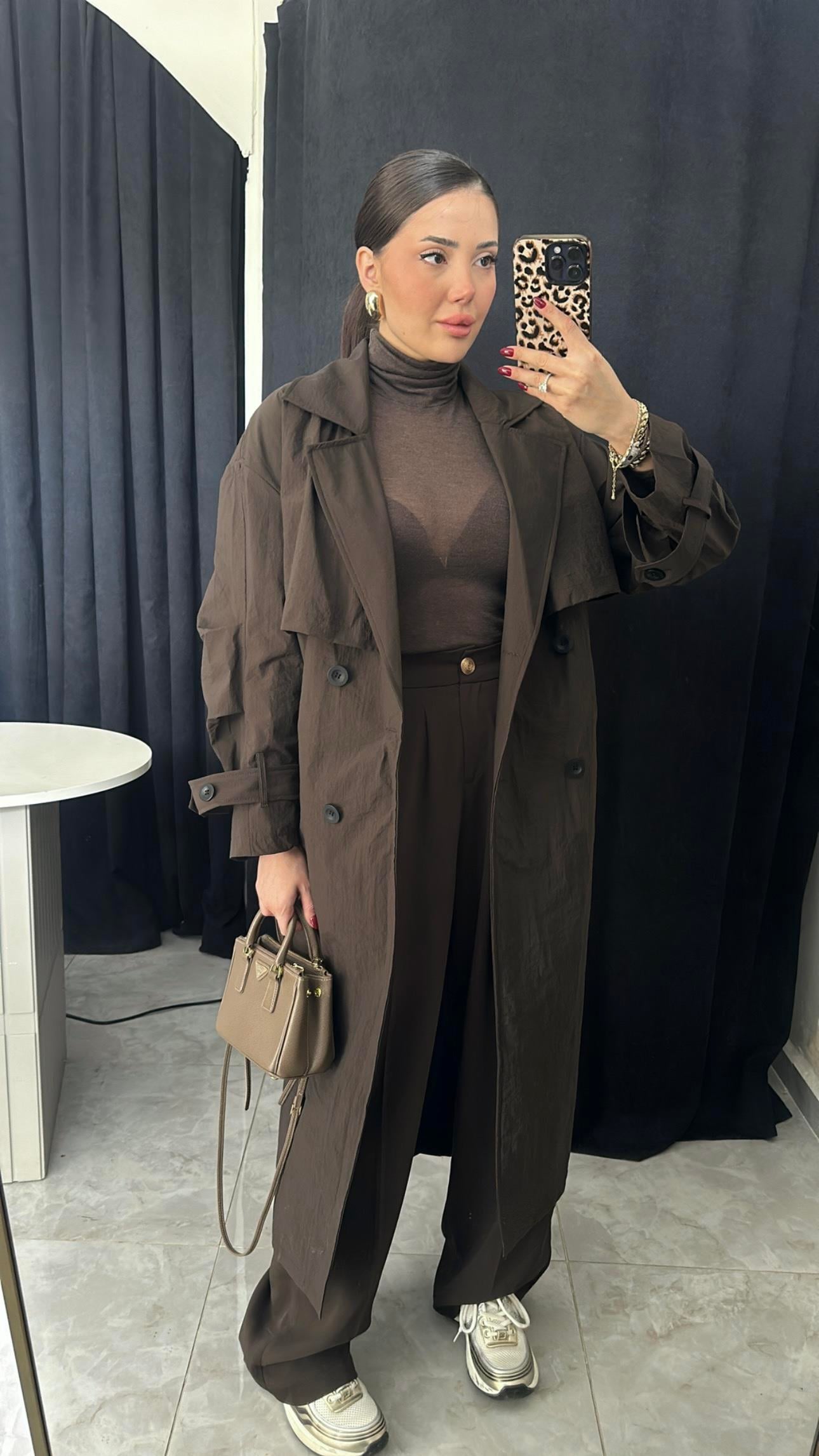 Acı Kahve Paraşüt Kumaş Trenckot