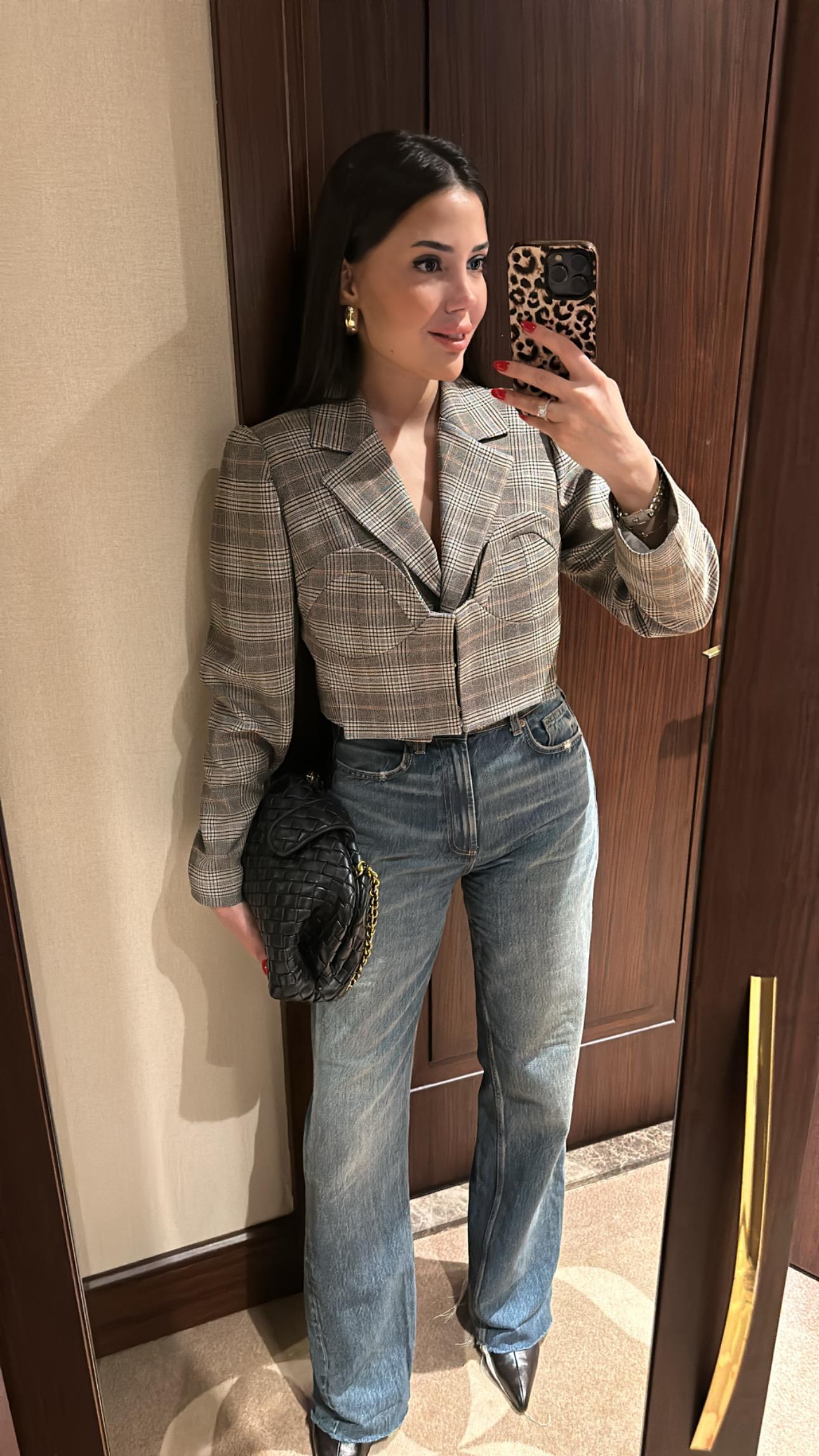 Vatkalı Crop Korse Detaylı Blazer