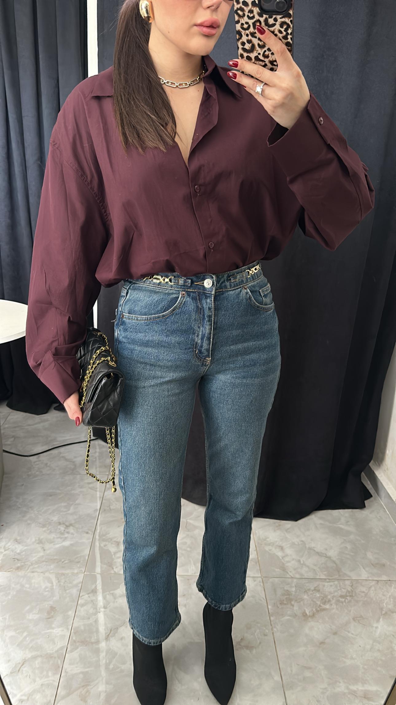 Bordo Oversize Gömlek