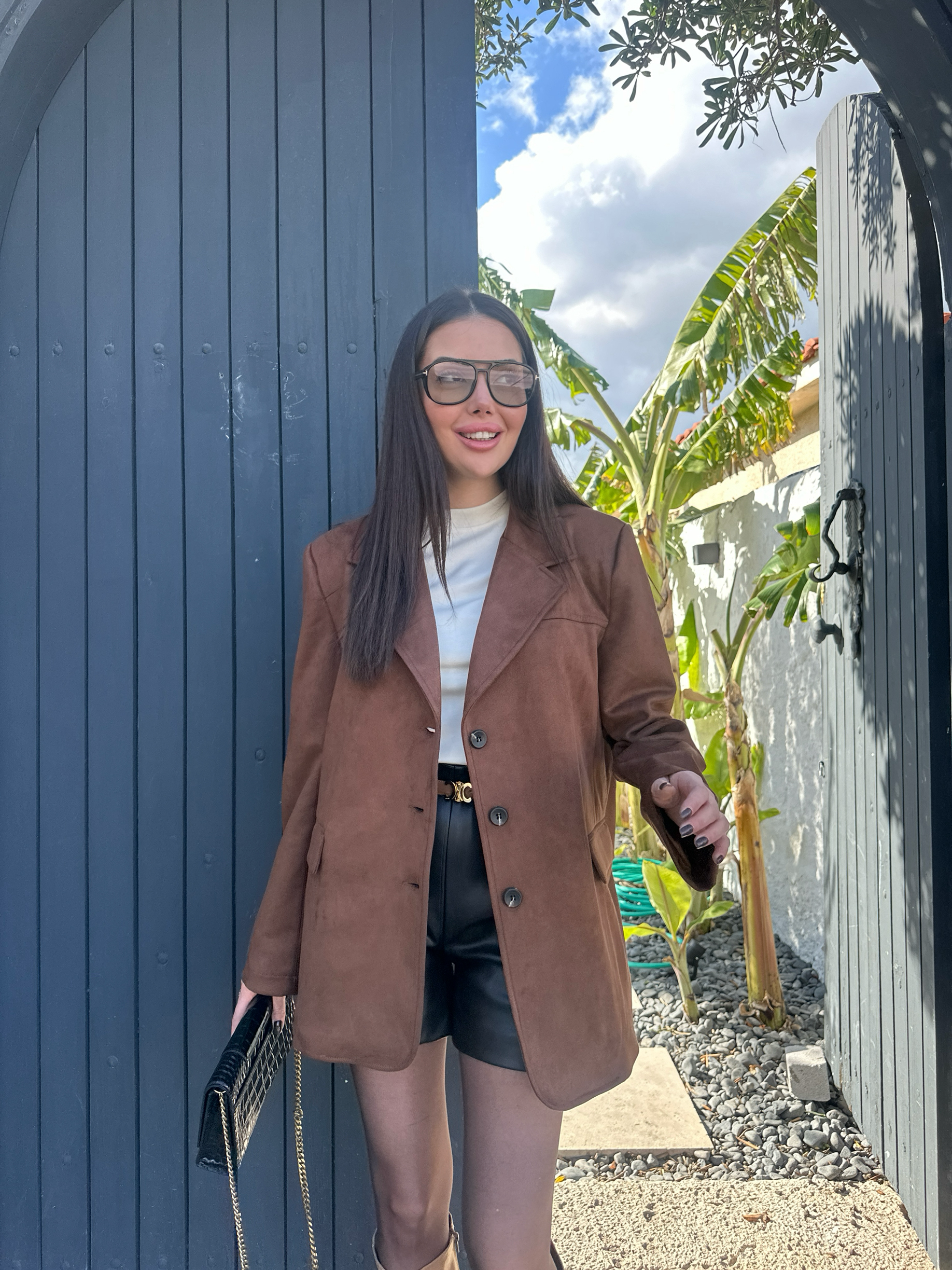 Taba Süet Vatkalı Blazer Ceket