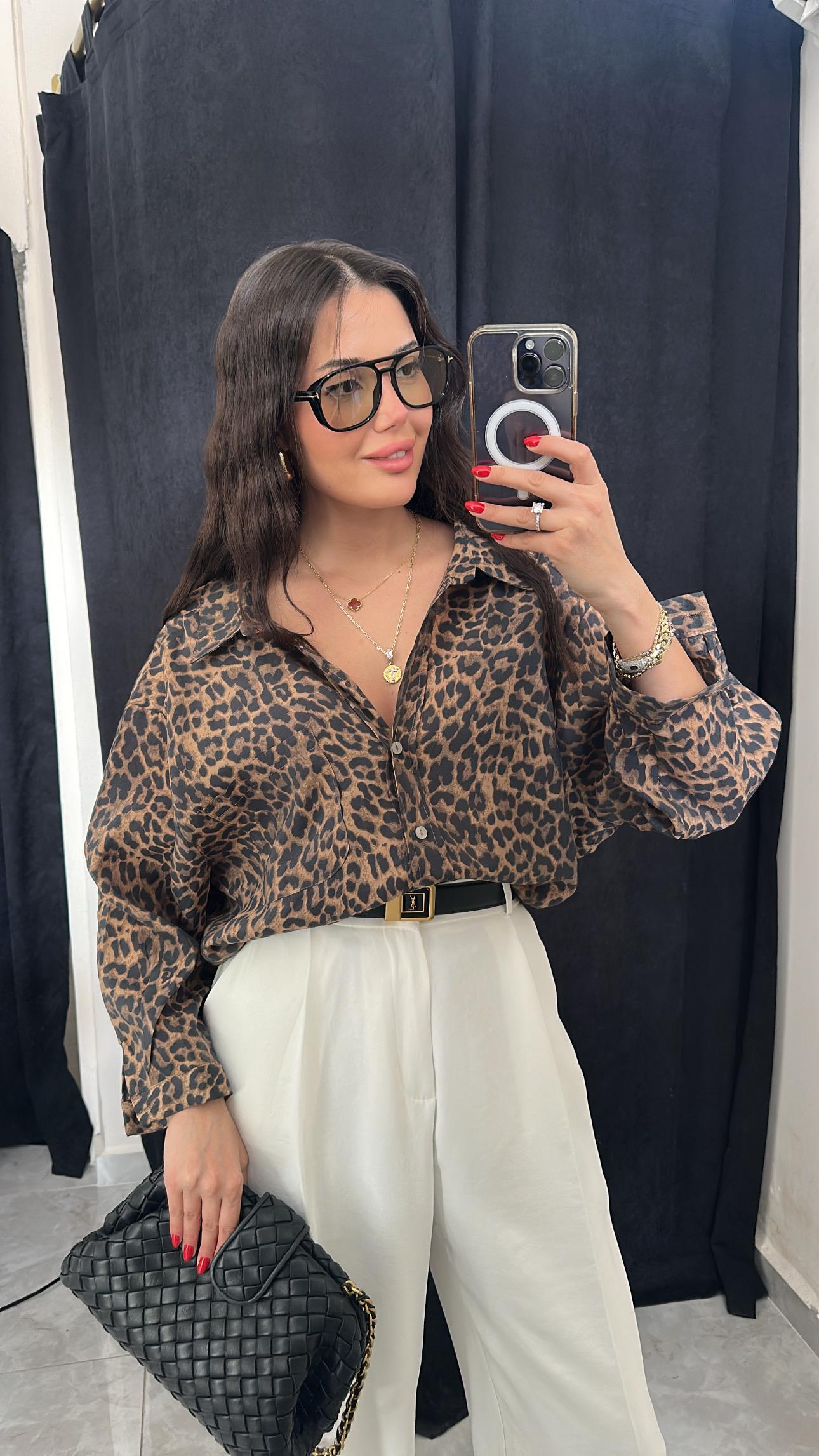 Leopar Oversize Gömlek
