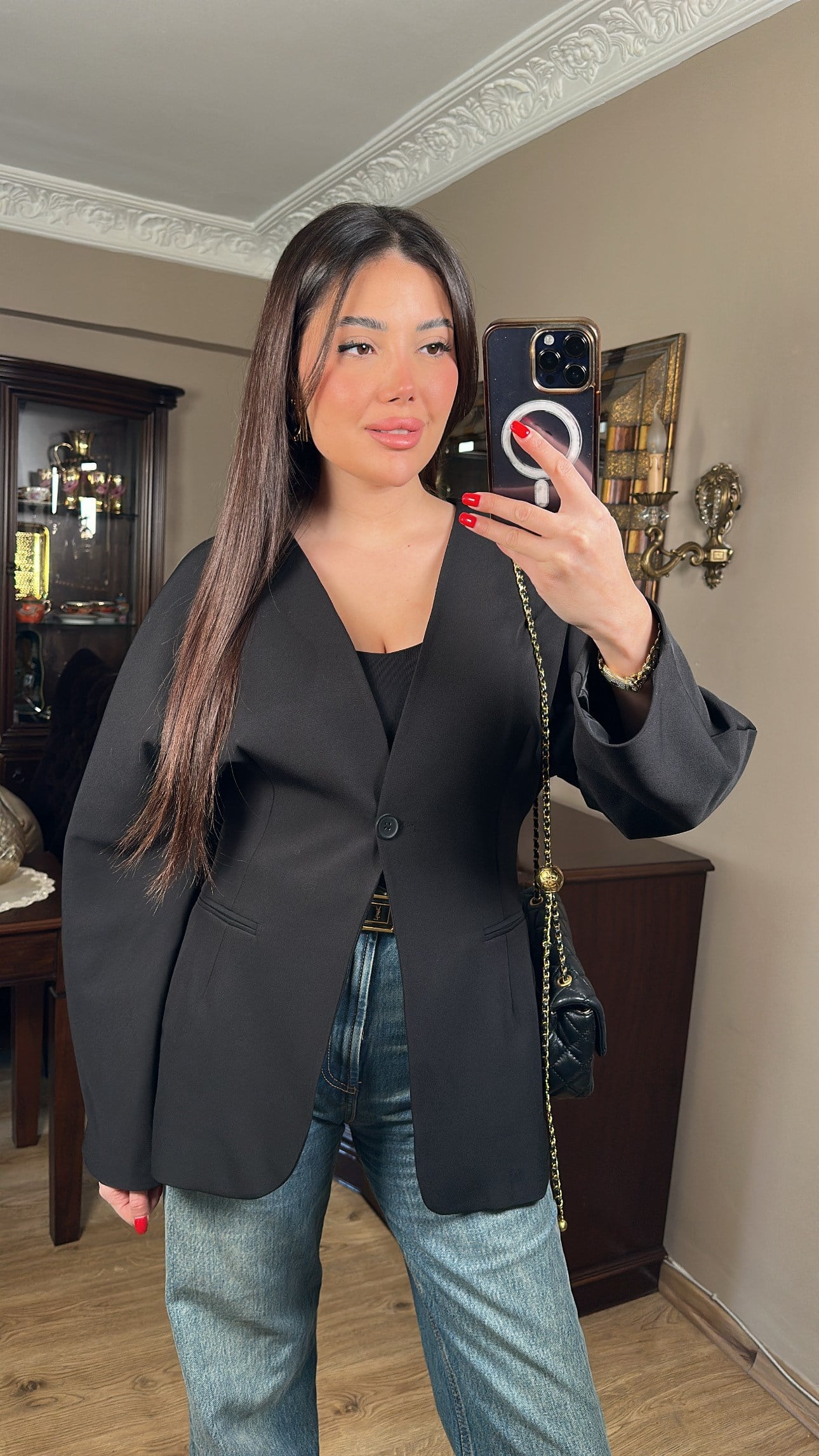 Premium Belden Oturmalı Blazer