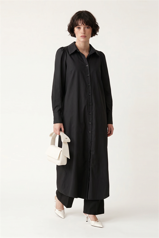 VISCON COTTON ARKASI PİLELİ KEMERLİ UZUN KAP