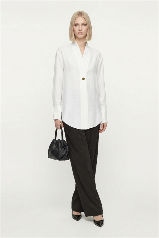 VISCON KAPALI ŞAL YAKA MANŞETLİ BLUZ