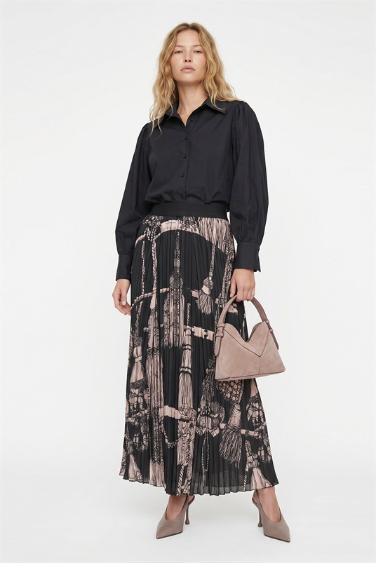 ŞİFON HALAT ZİNCİRLİ KROŞKİ PLİSELİ ETEK