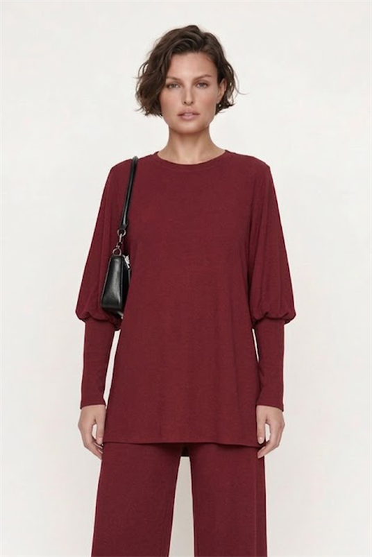 KREP JARSE UZUN MANŞETLİ BLUZ