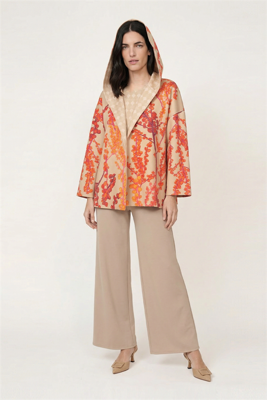 SCUBA AMBER BAHÇESİ ÇİÇEKLİ KAPŞONLU KISA CEKET