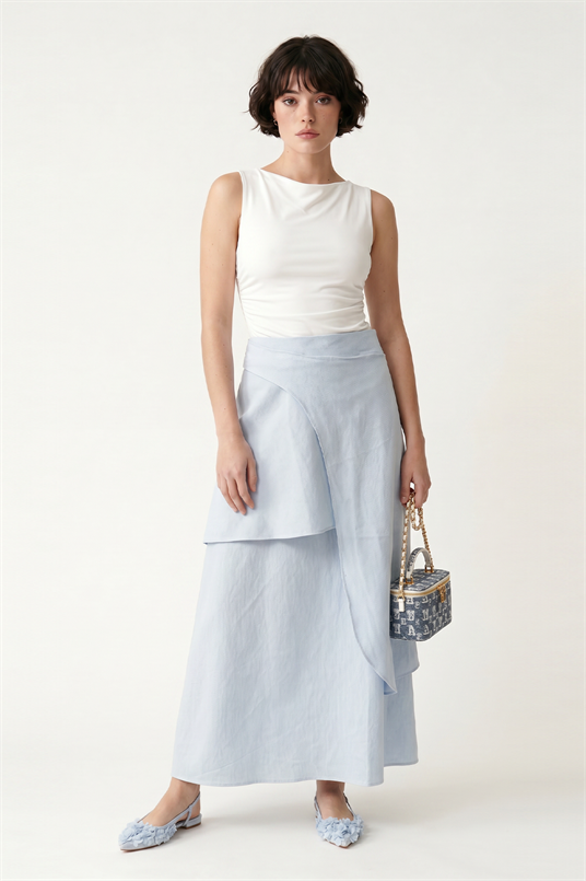 ÇİZGİLİ COTTON LYCRA İKİ KATLI ANVELOP ETEK