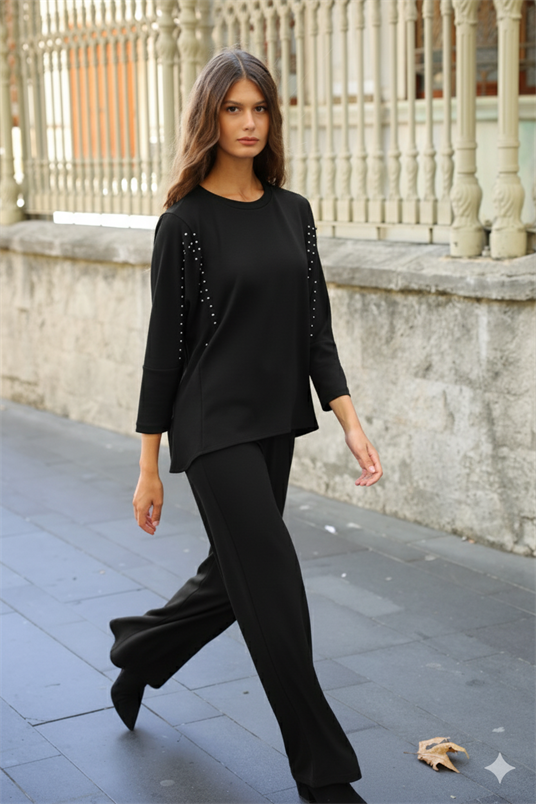 MODAL KEMERLİ BOL PAÇA PANTOLON1