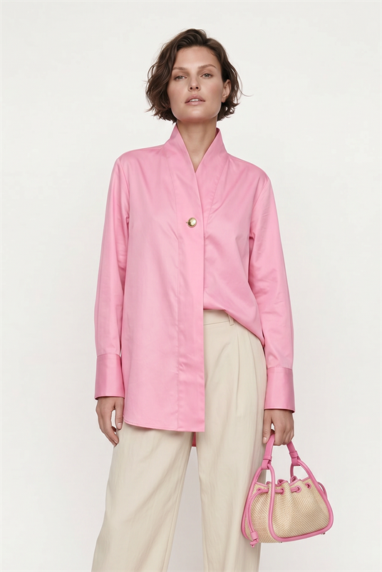 VISCON KAPALI ŞAL YAKA MANŞETLİ BLUZ