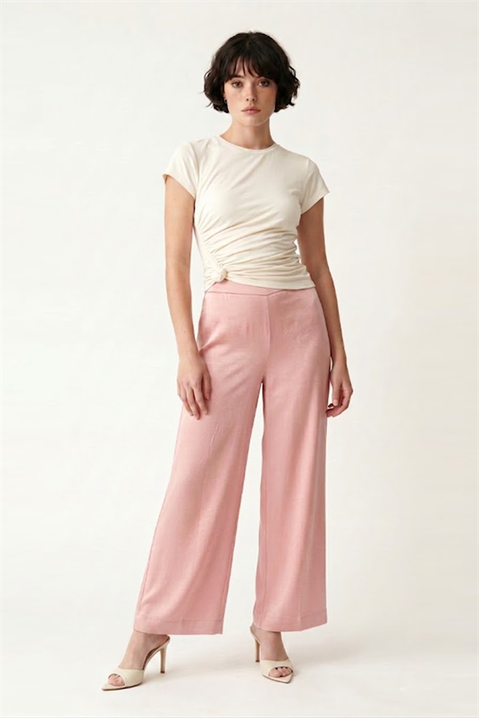 CUPRO ARKASI LASTİKLİ BOL PAÇA PANTOLON