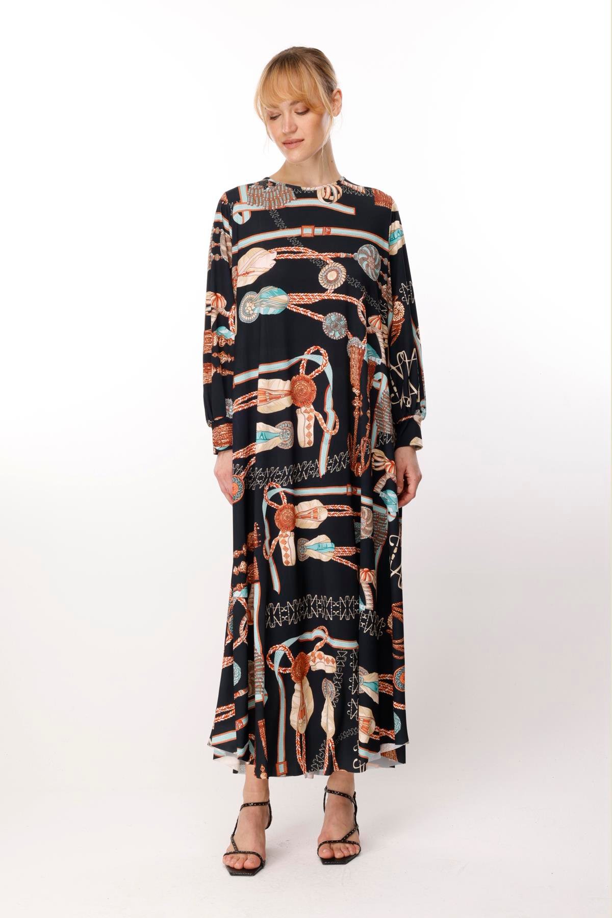 JARSE BRAÇOL PÜSKÜLLÜ A FORM ELBİSE