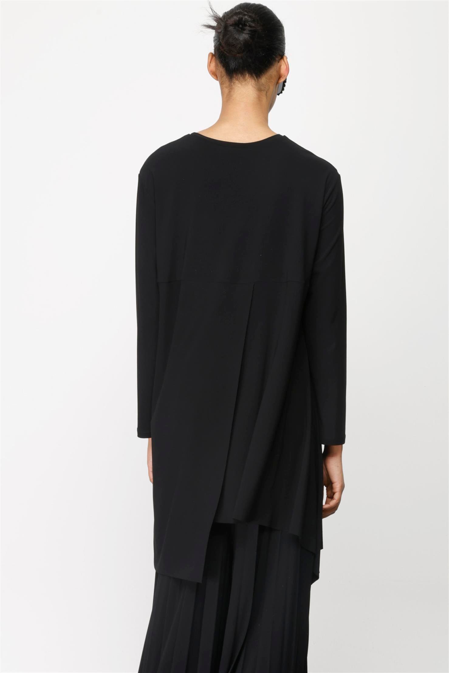 KREP JARSE ARKASI YIRTMAÇLI TUNİK