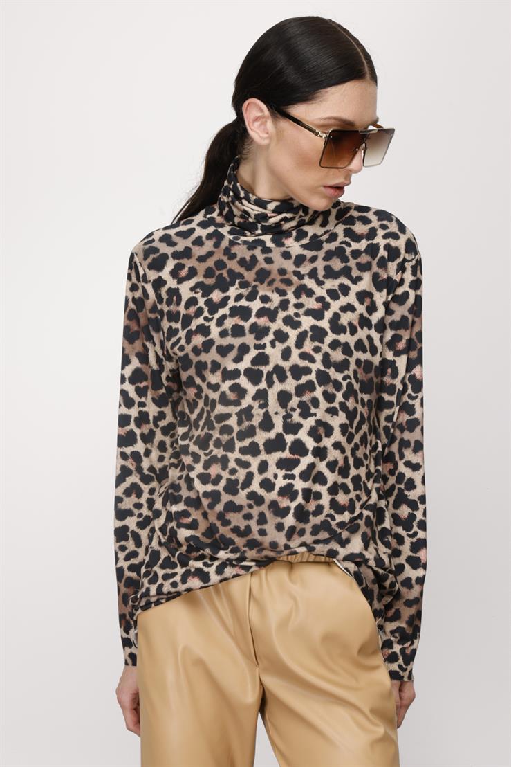 JARSE LEOPAR BASKILI FULL BALIKÇI YAKA BLUZ