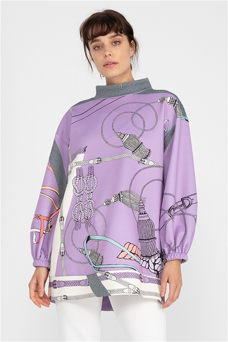 SCUBA PATTERNED LAPEL COLLAR TUNIC