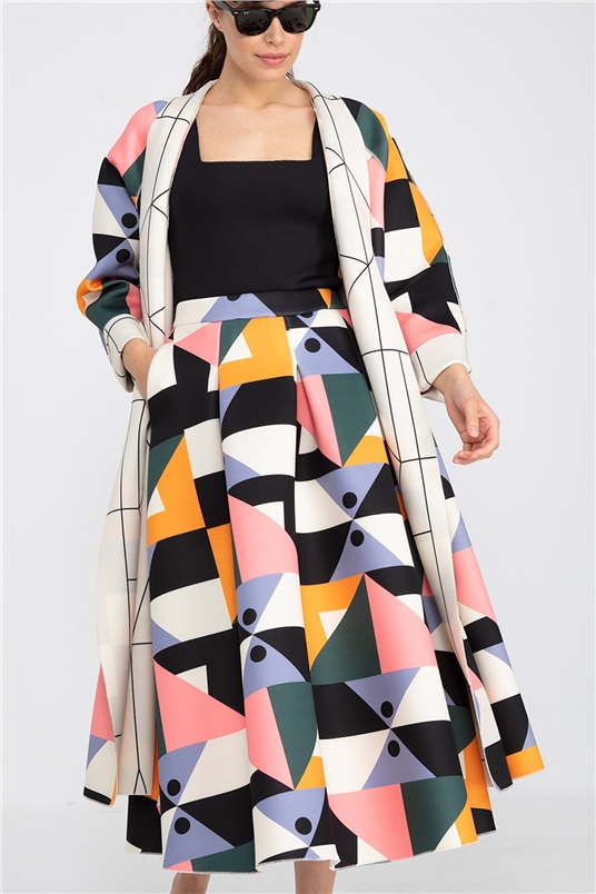 SCUBA GEOMETRIC PRISM CIRCLE SKIRT