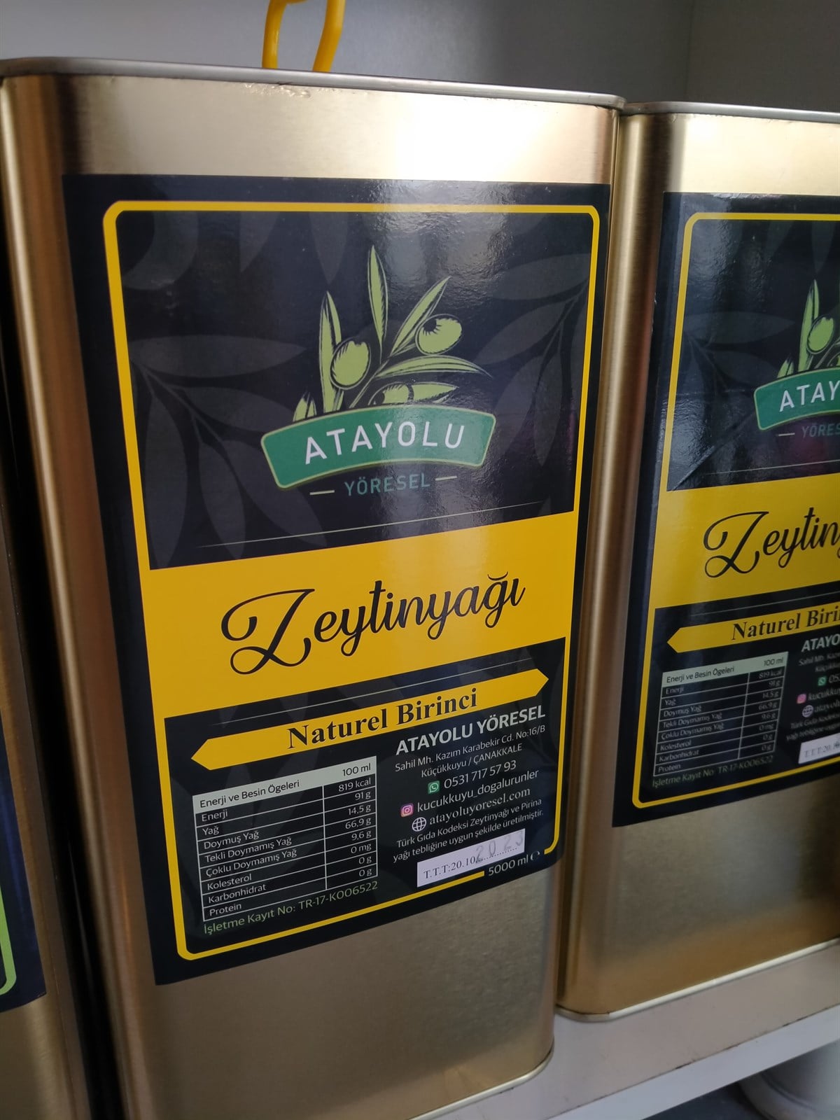 Naturel Birinci Zeytinyağı 5 Litre Teneke