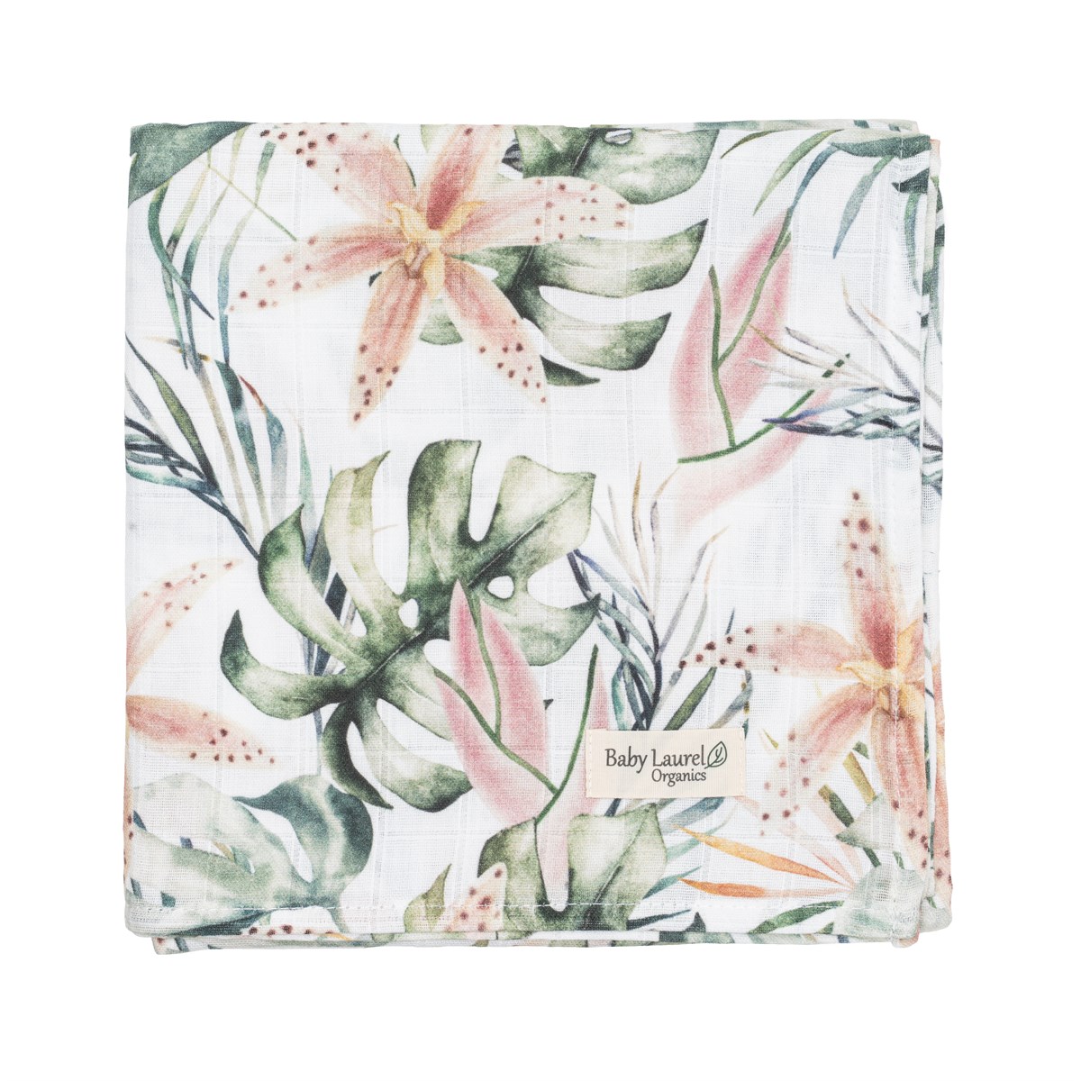 Pink Lilies - Organik Müslin Örtü 100X100