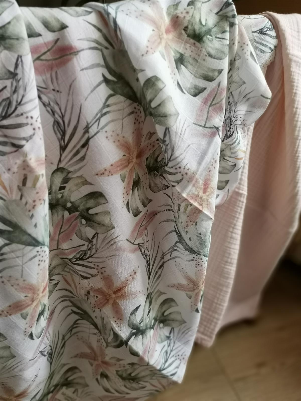 Pink Lilies-Organik Müslin Örtü 70X70