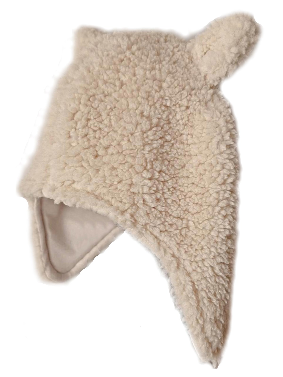 Teddy Kulaklı Krem Şapka-0-5 Yaş