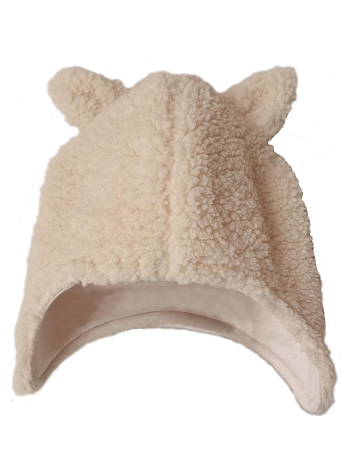 Teddy Kulaklı Krem Şapka-0-5 Yaş