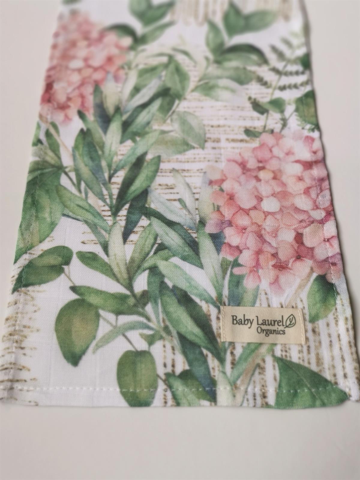Vintage Hydrengea-Organik Müslin Omuz Salya Bezi 50x25