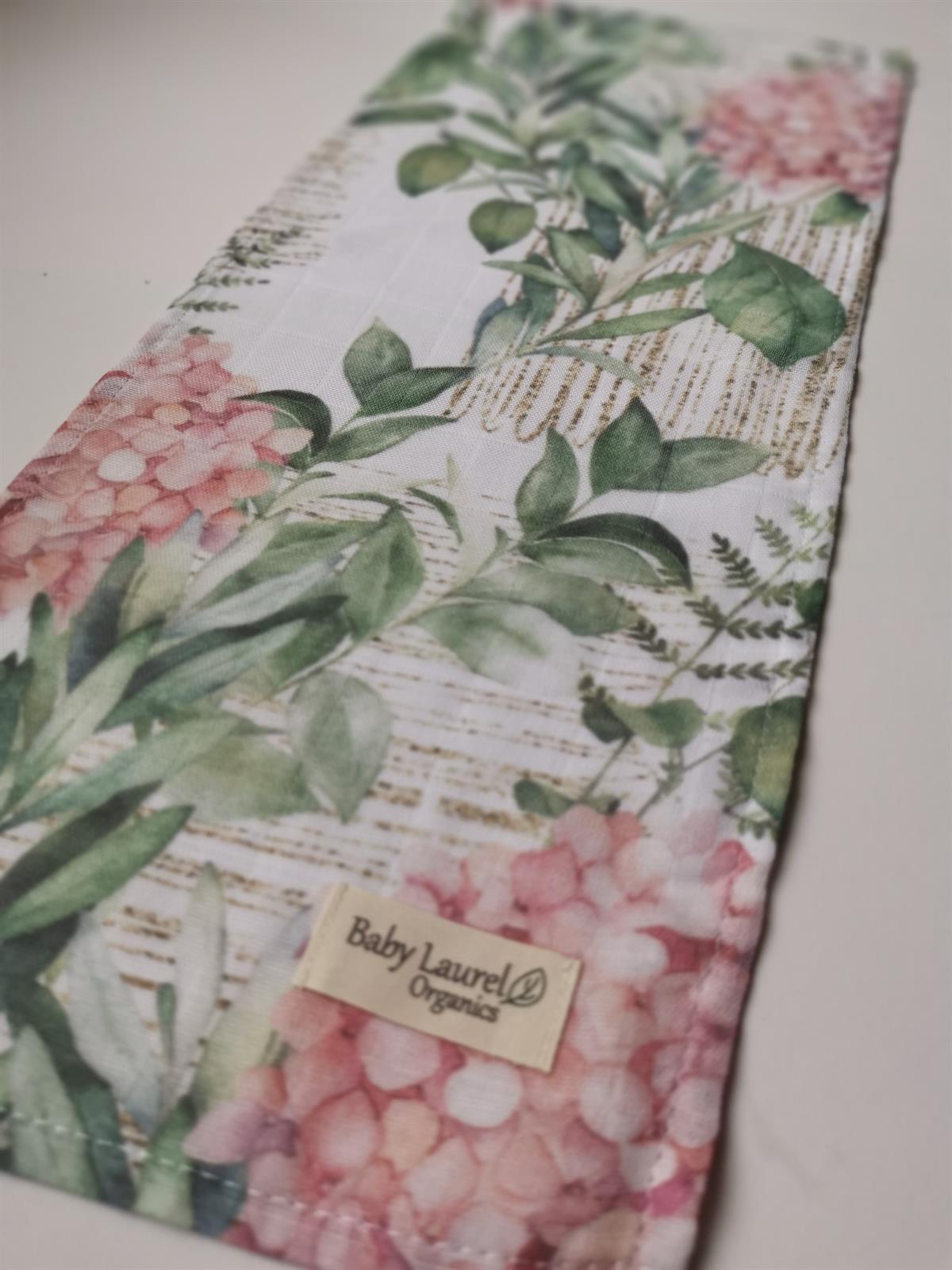 Vintage Hydrengea-Organik Müslin Omuz Salya Bezi 50x25