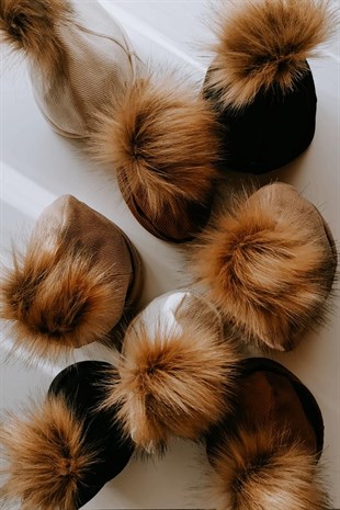 Bere Ponponlu Pamuk-Siyah Anne Çocuk Set
