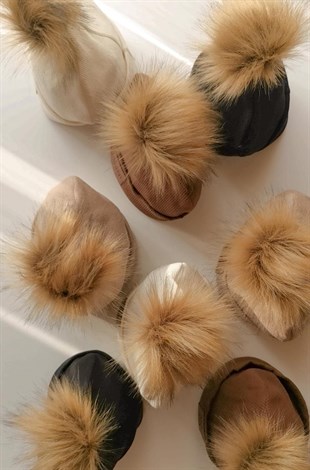 Bere Ponponlu Pamuk-Siyah Mama