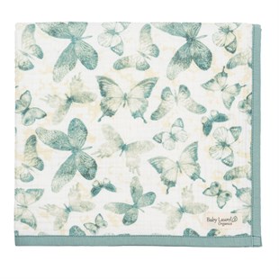 Blue Butterfly - 4 KAT Organik Müslin Battaniye 90X120